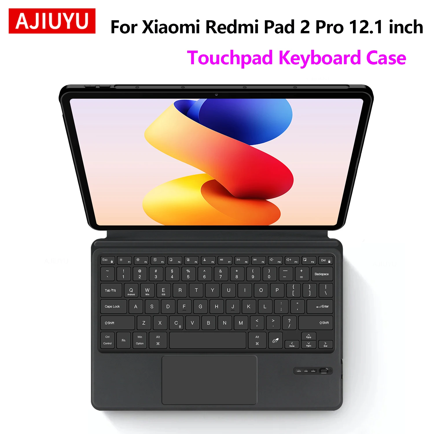 AJIUYU teclado táctil inteligente para Xiaomi Redmi Pad 2 Pro 12,1 pulgadas 2025 funda inalámbrica BT Tablet teclado soporte Folio cubierta