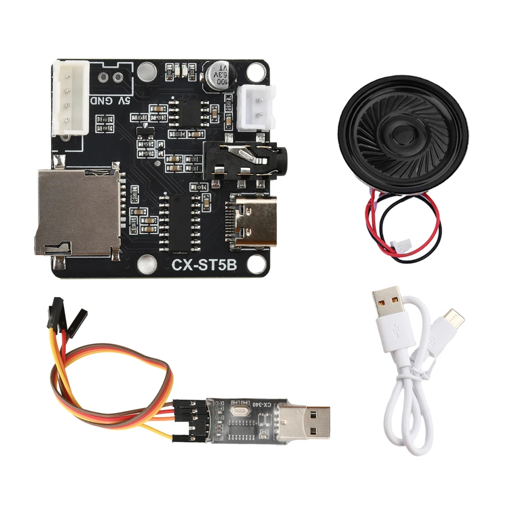 DC 3,3-5,2 V ST5B puerto serie Mp3 módulo de Chip de voz activadores de Control transmisión de voz tarjeta TF módulo de Audio personalizado tipo C