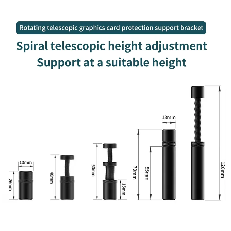 Soporte de aluminio para GPU, soporte giratorio telescópico Vertical, soporte magnético, soporte para tarjeta de vídeo, soporte para tarjeta gráfica, soporte antihundimiento - imagen 5