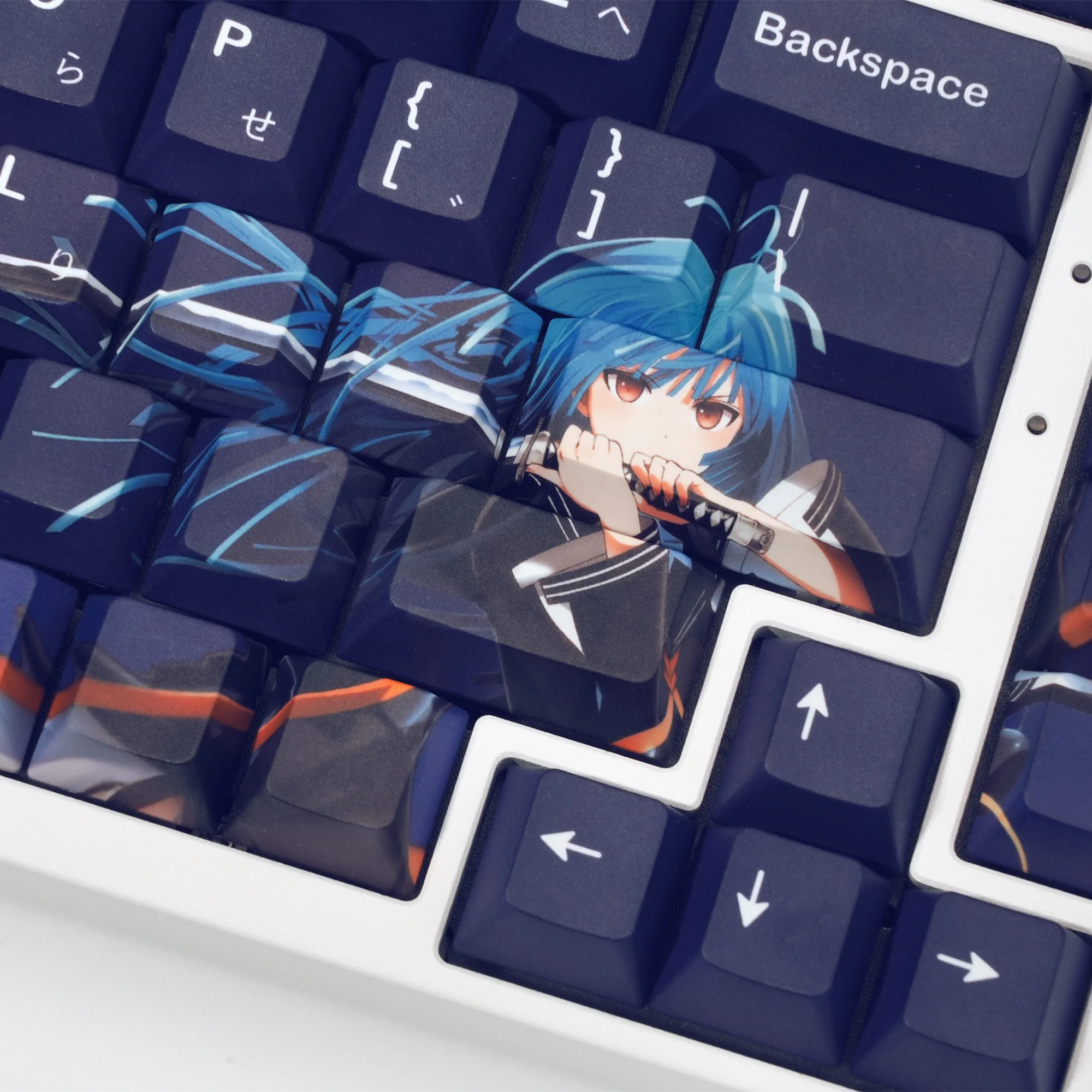XVX Cool Anime teclas japonesas perfil de cereza gradiente azul PBT Keycap Dys-sub personalizado DIY teclas 134 teclas - imagen 3