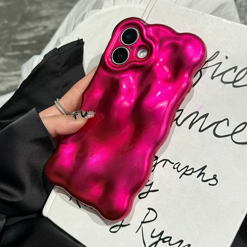 Funda de lujo con patrón de meteorito 3D brillante rosa para iPhone 16 Pro Max 17 13 14 12 11 15 Plus, funda de teléfono con burbujas a prueba de golpes - imagen 4
