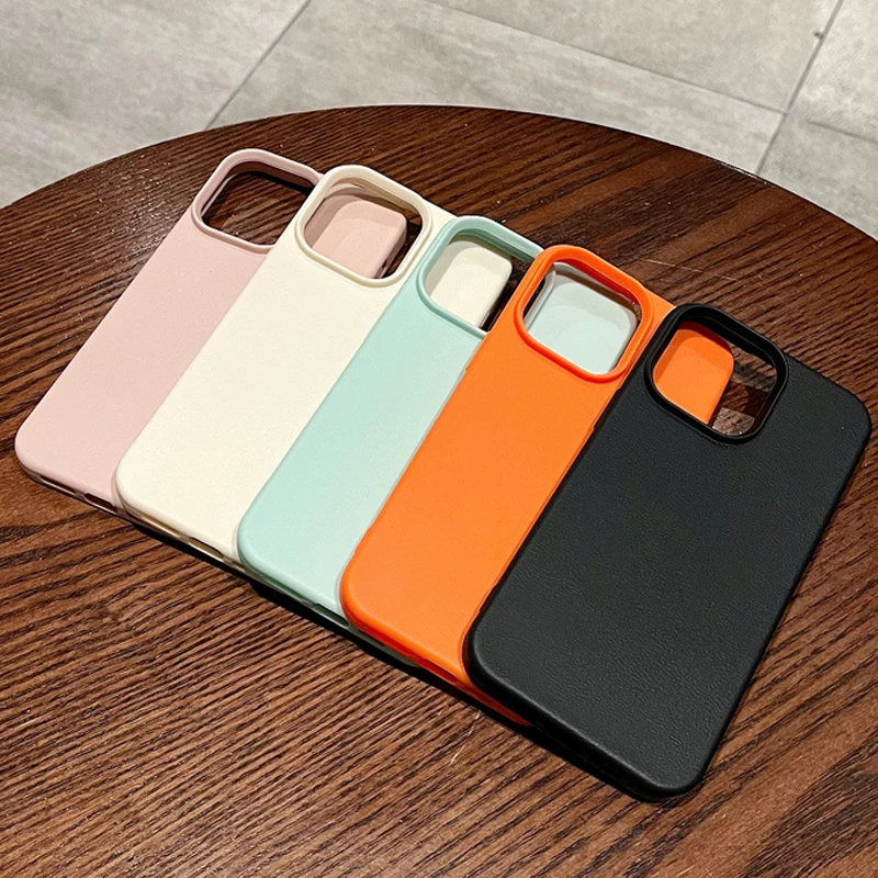 Funda de cuero de líneas de Litchi de silicona a la moda para iPhone 13 14 15 Pro Max funda de teléfono suave para iPhone 11 12 16 Plus cubierta completa - imagen 3