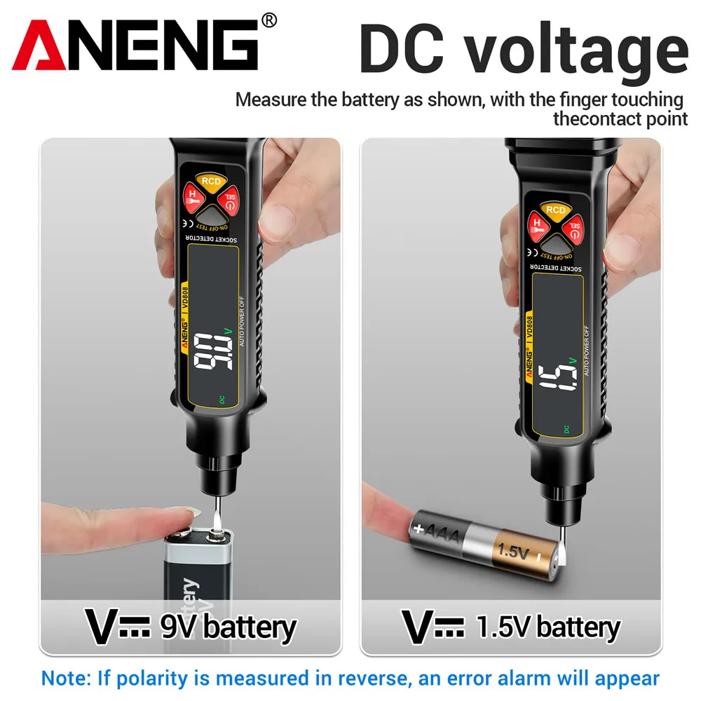 Analizador de Circuitos de Enchufe ANENG VD808, Comprobador de Voltaje CA/CC, Buscador de Disyuntores Digital, Comprobador de Polaridad y Fugas - imagen 5