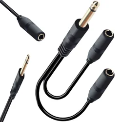 Cable divisor de Audio estéreo de 6,35mm, canal de sonido único y doble, conector Mono macho a hembra, adaptador de enchufe, Cable convertidor de Cable de altavoz