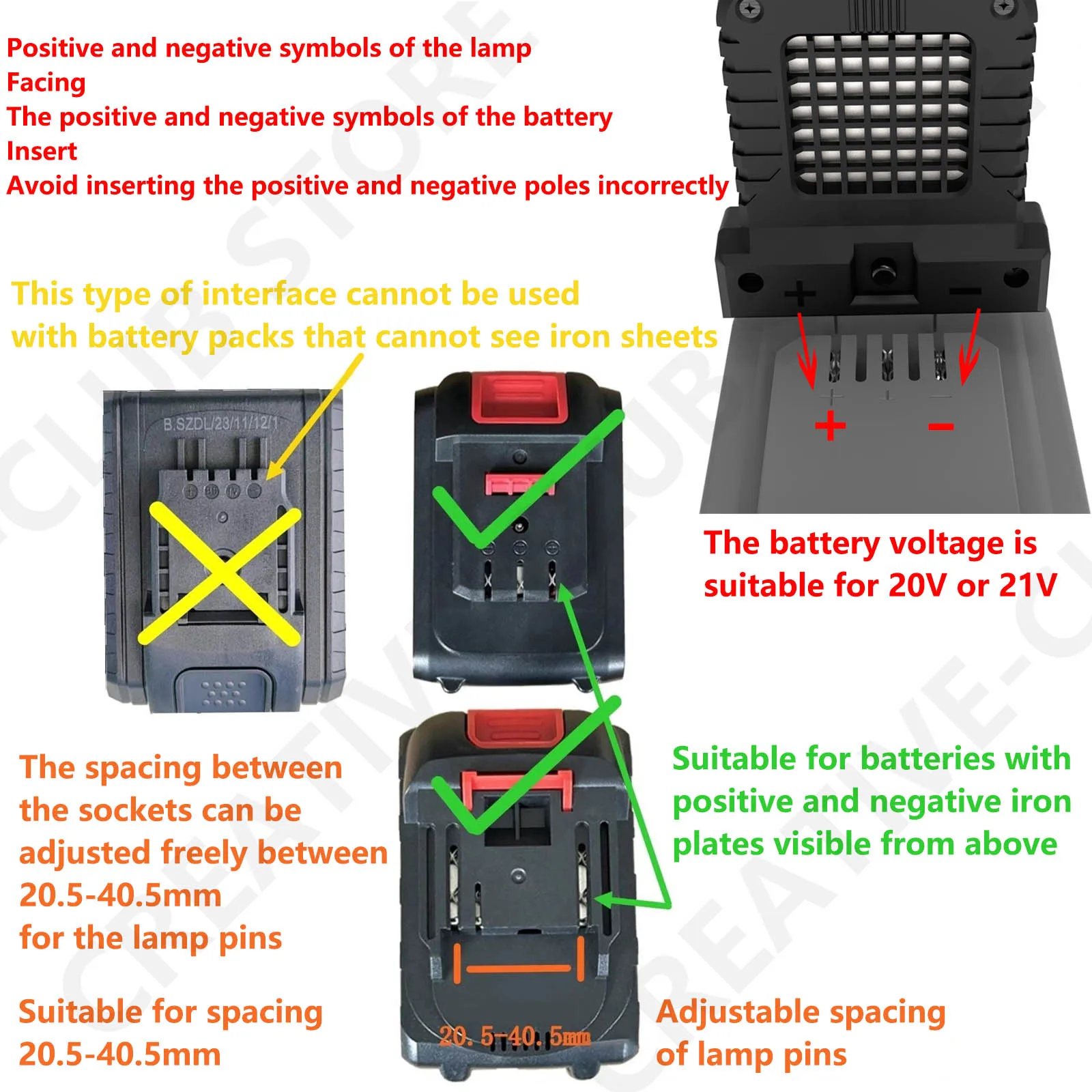 Módulo LED lámpara de Camping luz de trabajo LED para 20V-21V luz de trabajo eléctrica taller de garaje accesorios de herramientas eléctricas de construcción al aire libre - imagen 4