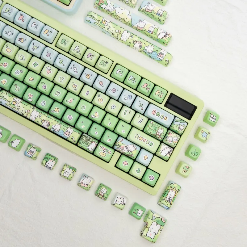 Teclas de oveja Miemie, teclas personalizadas con perfil de bola Moa, bonitas tapas de teclas de punto de Anime de dibujos animados verdes para regalo de teclado mecánico para juegos - imagen 4