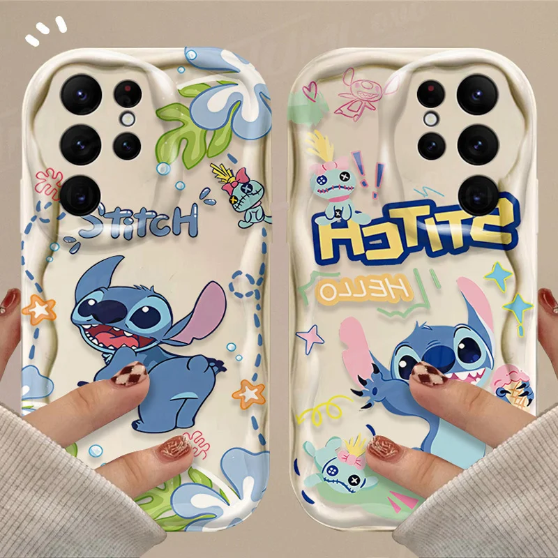Funda bonita de Disney Stitch 3D Wave para Samsung Galaxy A12 A22 A32 A52 A52S A72 A11 A21S A31 A51 A71 A20 A30 A50 funda trasera de silicona - imagen 3