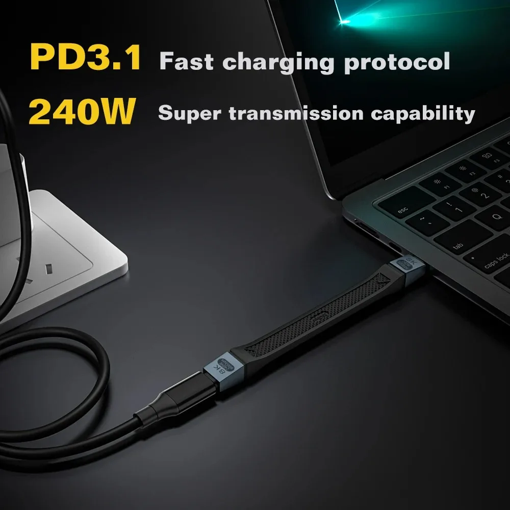 Cable USB4 v2.0 80Gbps Compatible con Thunderbolt5/4/3 Soporte 8K@60Hz PD3.1 240W Cable corto USB C a C para teléfono móvil SSD - imagen 3