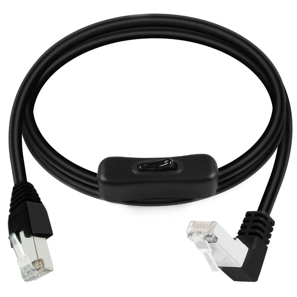 Cable de extensión Ethernets Cable de extensión CAT6e RJ45 con interruptores de encendido y apagado Macho a hembra/90 grados RJ 45 8p8c Cable de redes 0,6 m 1 m - imagen 3