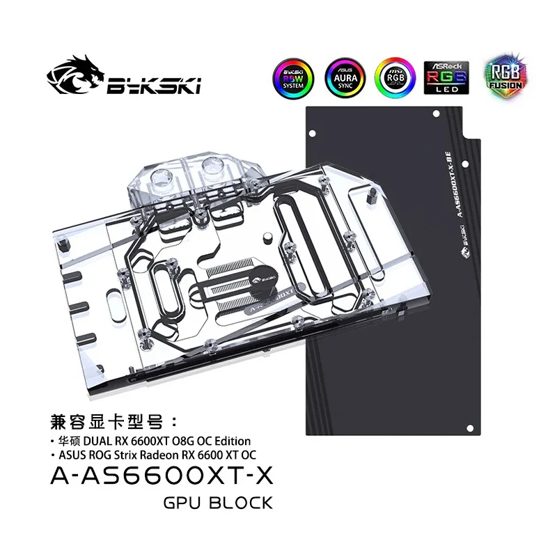 Bykski GPU bloque de agua para ASUS ROG Strix/DAL Radeon RX6600XT O8G tarjeta edición OC/radiador de refrigeración de cobre RGB/A-AS6600XT-X - imagen 3