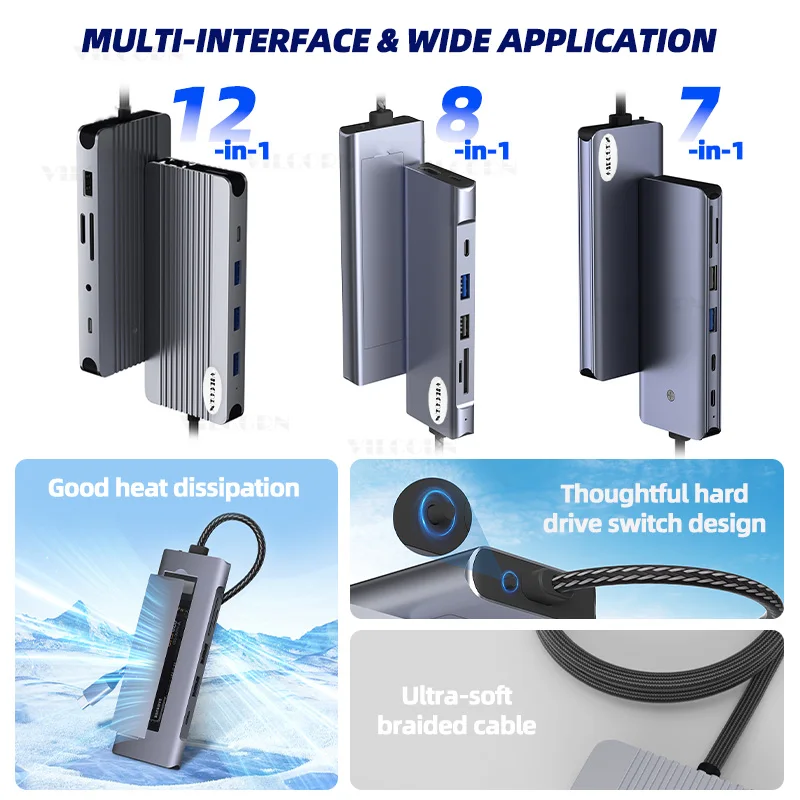 Estación de acoplamiento tipo C HUB Compatible con adaptador M.2 NVMe/SATA SSD HD 4K 60Hz para accesorios de consola de juegos PC/Steam Deck - imagen 4