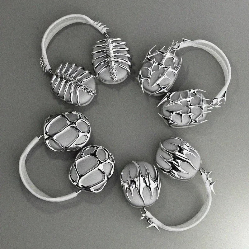 Funda para Airpods Max Y2k, funda para auriculares con columna vertebral, accesorio de decoración, columna vertebral plateada personalizada para accesorio para auriculares AirpodsMax