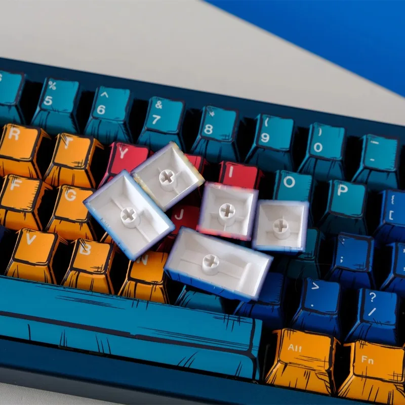 Juego de teclas de paleta Manga, 145 teclas PBT, tapa de teclado colorida personalizada, perfil de cereza, teclas para juegos, accesorios para teclado mecánico - imagen 3