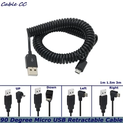 Cable USB Micro USB Espiral 90° 3m para MP3 y Cámaras