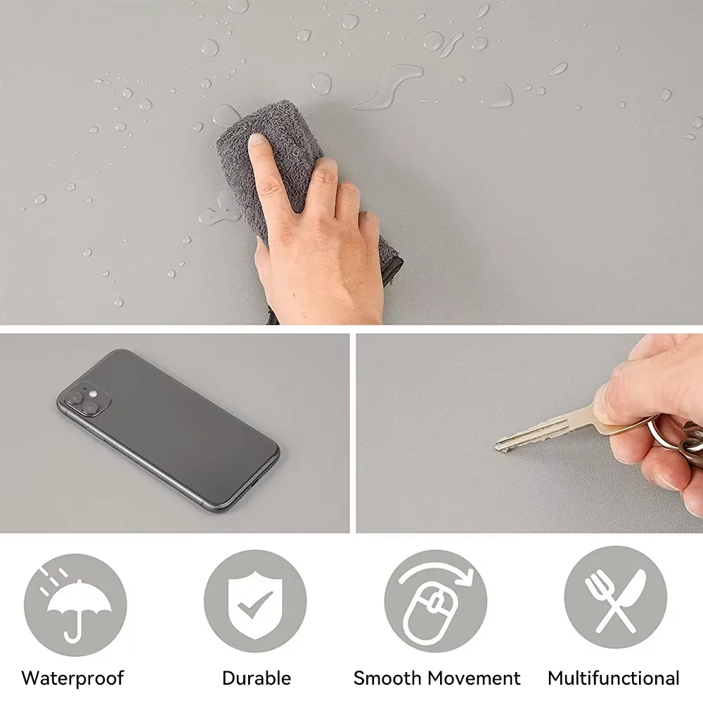 Alfombrilla escritorio cuero PU impermeable para ratón y teclado - imagen 3