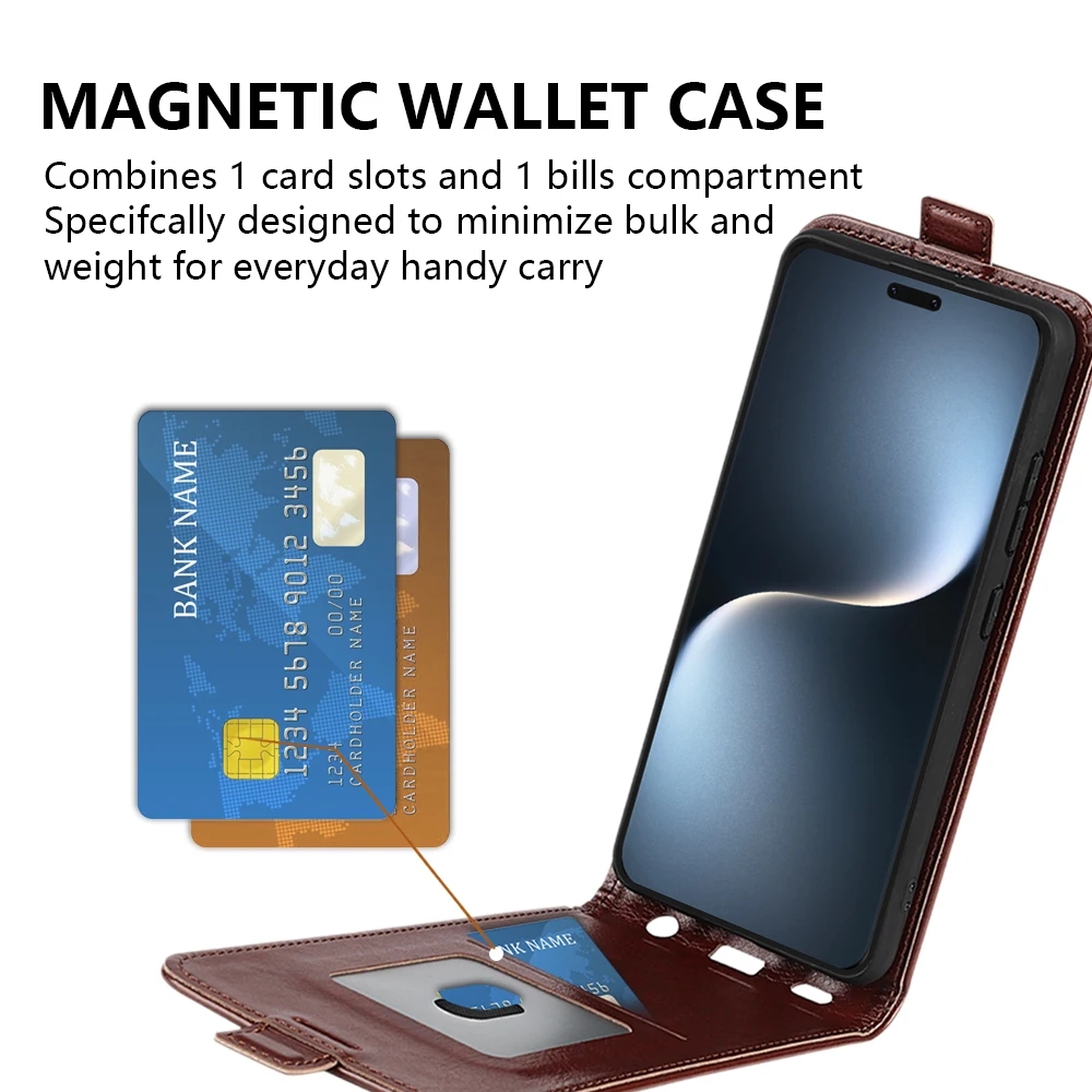 Para Honor Magic 7 Pro Funda de cuero con tapa de alta calidad para Honor Magic 7 Pro cubierta Vertical con tarjetero - imagen 2