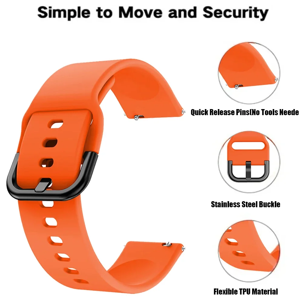 20mm/22mm band For Amazfit GTS/2/2e/3/4 GTS2 Mini/GTR 4/3/Pro/47mm/GTR2/2e/stratos 2/3 Silicone Bracelet Amazfit bip Watch strap - imagen 2