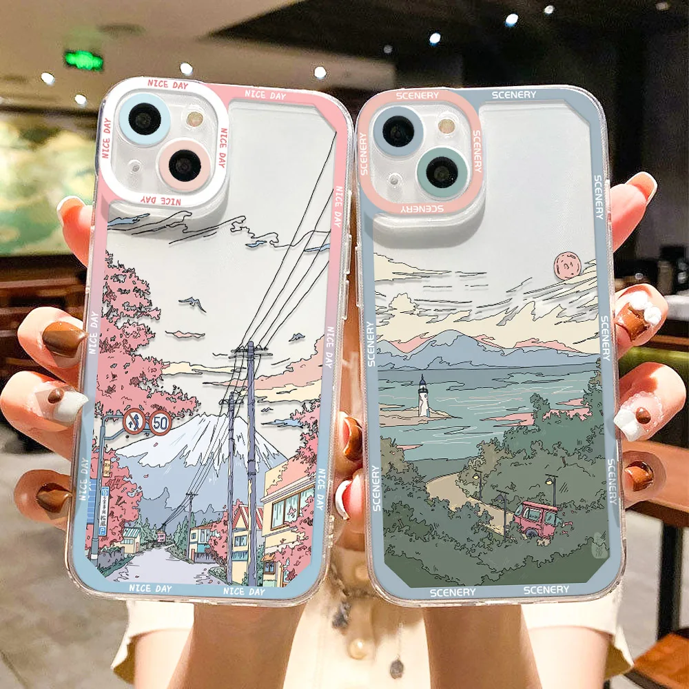 Funda de paisaje suave para Xiaomi Redmi Note 13, 12, 11, 10 Pro, 9, 9S, 10S, 11S, Mi 11 Lite, 12T, 11T, 13T, Poco M6 Pro, X5, X3, NFC - imagen 2