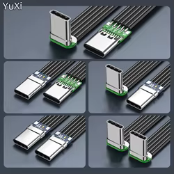 Cable Flexible plano USB 3,1 tipo C 40K 60Hz tipo c macho a macho/hembra datos codo en forma de L ángulo recto Cable plano de silicona DIY