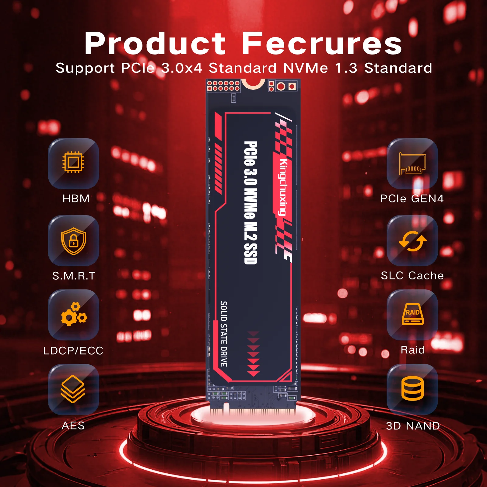 Kingchuxing NVMe M.2 PCIe3.0 SSD Gen3x4 M.2 2280 Unidad de estado sólido interna para computadoras portátiles y de sobremesa - imagen 2