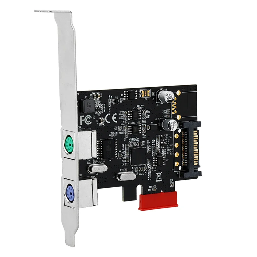 Tarjeta de expansión PCIE a PS/2 para teclado de ratón PS2, adaptador de puerto redondo PCI-E para PC de escritorio Legacy, tarjeta de expansión SATA PS2 - imagen 2