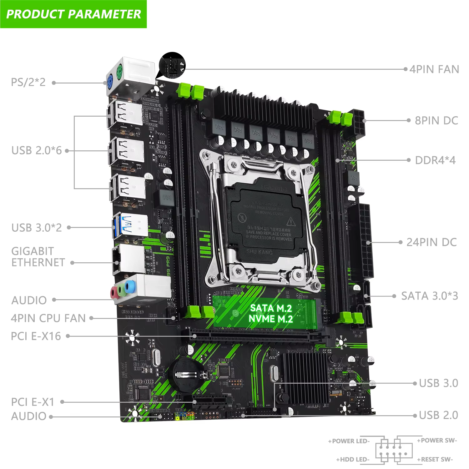 MACHINIST X99 PR9 X99 Placa base compatible con LGA 2011-3 Intel Xeon E5 V3 y V4 CPU DDR4 RAM SATA/NVME M.2 ranura USB3.0 - imagen 2