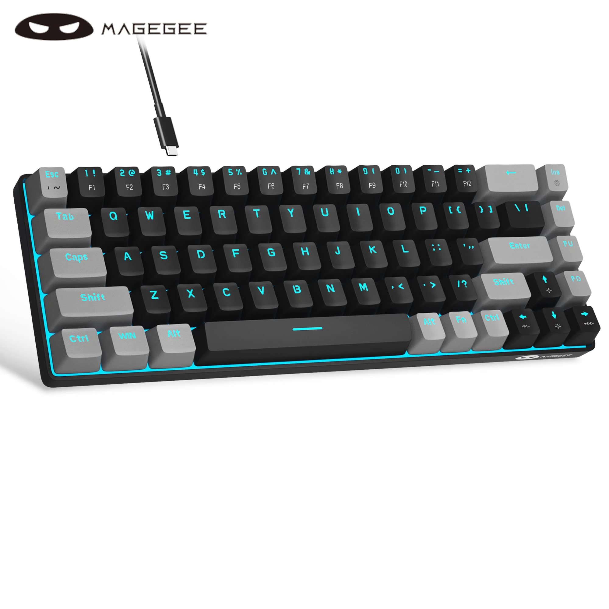 MageGee Teclado mecánico portátil 60% para juegos, MK-Box LED retroiluminado compacto 68 teclas Mini teclado de oficina con cable para PC Windows - imagen 2