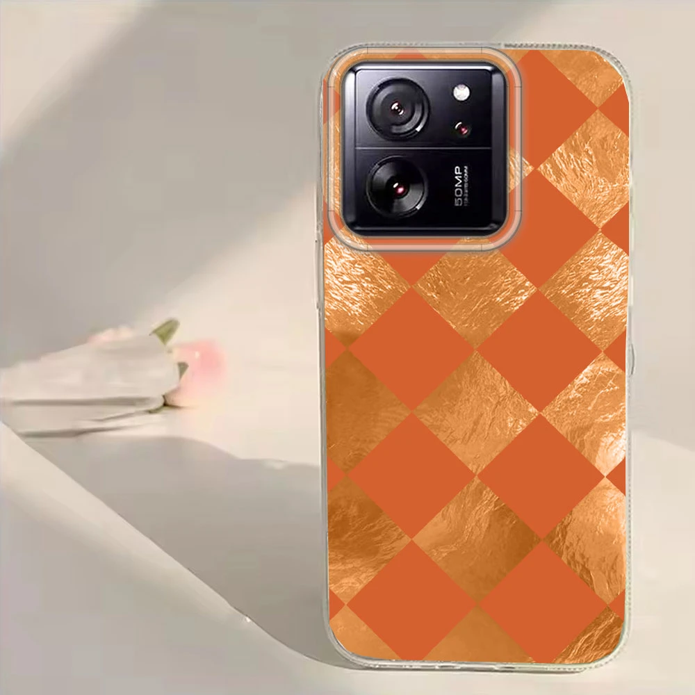  Funda de teléfono negra a cuadros para mujer y niña, funda de TPU para Xiaomi 13T 14T 11 Lite NE Poco X5 M6 Pro X6 X7 X3 Pro NFC C65 C61 M5S - imagen 4