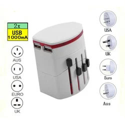 Adaptador de viaje universal USB dual con enchufes internacionales