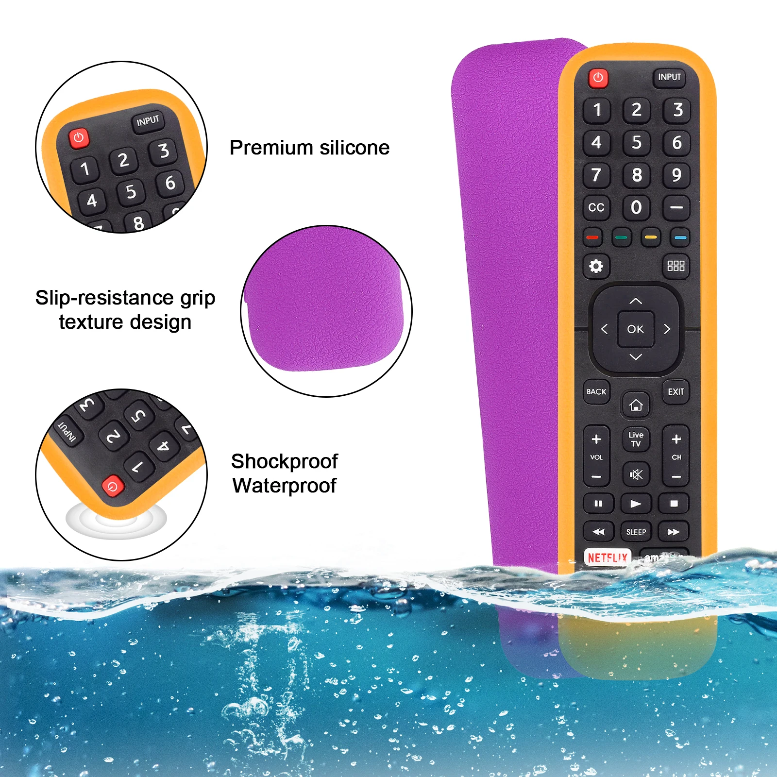 Funda protectora para mando a distancia de TV Hisense, cubierta de silicona, EN2B27, EN2H27B, EN2H27HS, EN2H27D, EN2A27, ER-31607R, 1 par - imagen 5