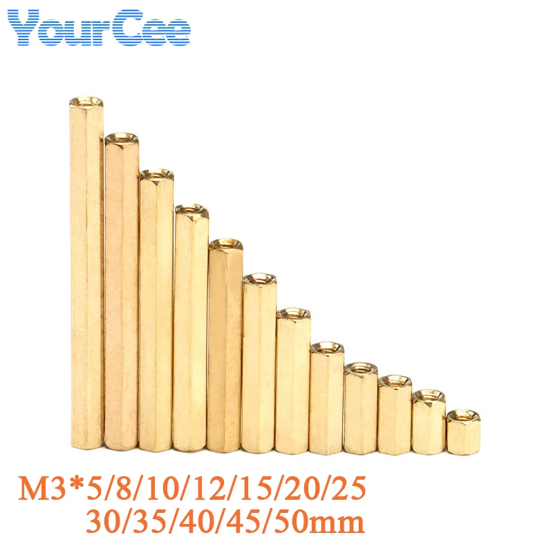 20 piezas/10 Uds M3 M2 espaciador de latón hembra M3 M2 (5-50) espaciador de perno Hexagonal moleteado de cobre pilares huecos m3 * 5-50mm