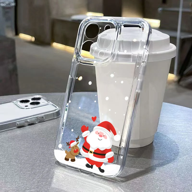 Para Xiaomi Poco X7 X6 X5 X3 M6 Pro funda Navidad nevada Santa Claus Reno Tramsparent funda de silicona para Poco F7 F6 F5 Fundas - imagen 2