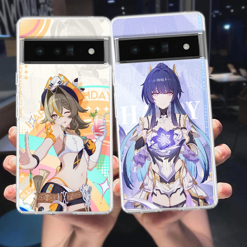 Honkai Impact-funda de silicona a prueba de golpes para teléfono, carcasa transparente suave para Google Pixel 8, 7, 6 Pro, 6A, 5, 4, 5A, 4A, 3A, XL, 5G