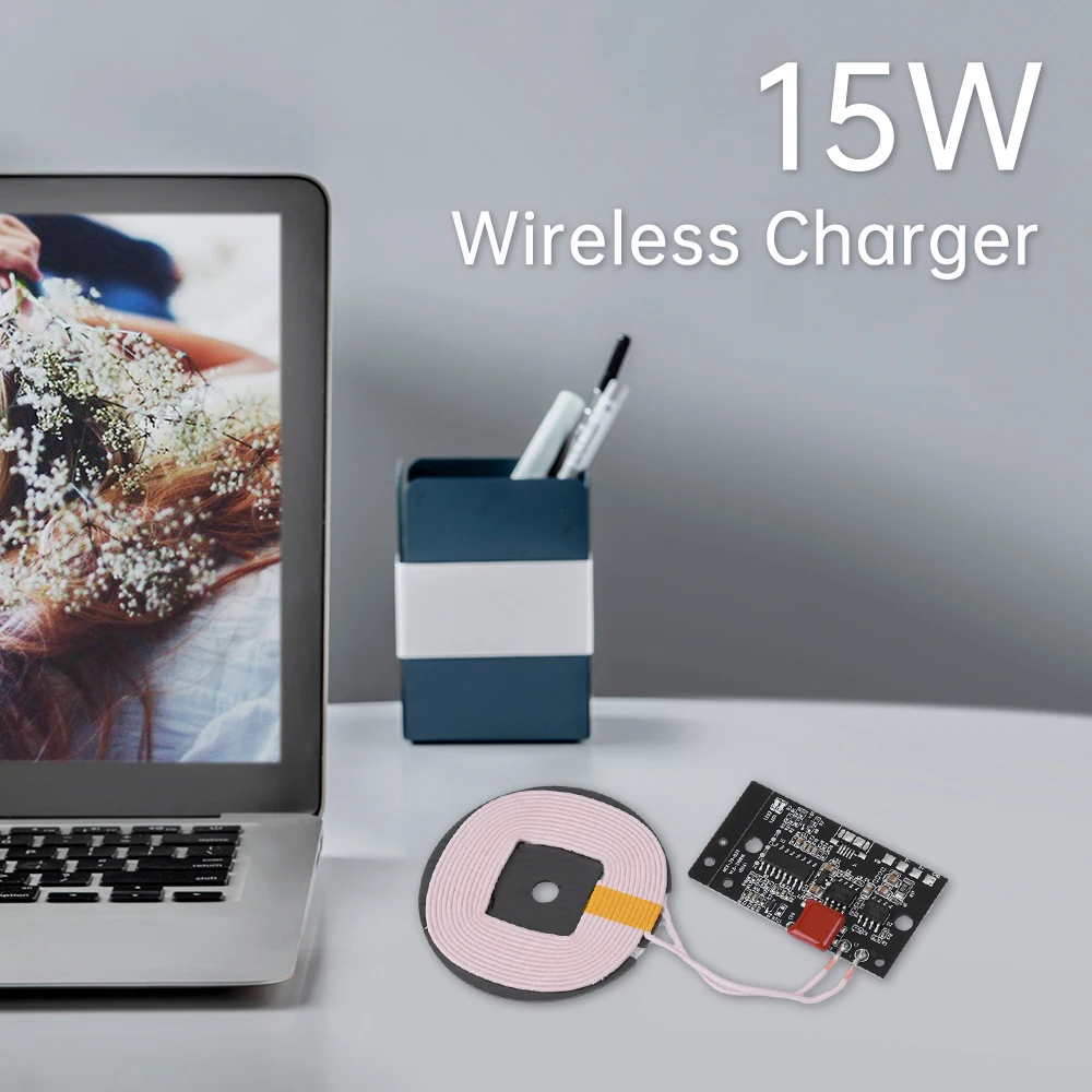 Módulo de carga inalámbrica PCBA de larga distancia para el hogar y el coche, módulo transmisor de cargador inalámbrico rápido de 15W, 12V