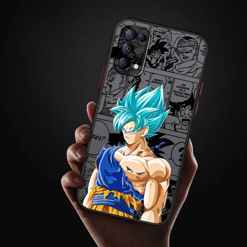 D-Dragon Ball Art Goku Saiyan funda para OPPO A96 A78 A74 A72 A58 A53 Reno 10 8 7 6 Lite 5G funda de teléfono translúcida esmerilada - imagen 5