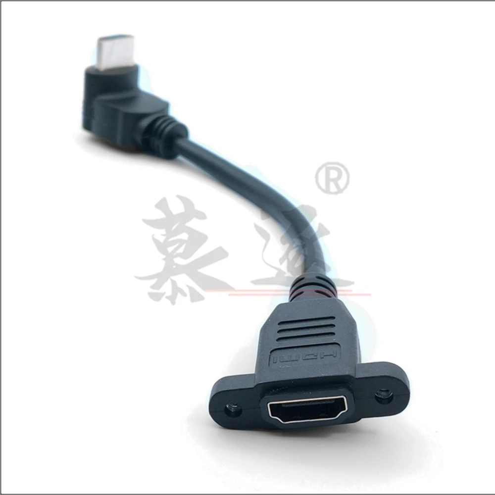 Cable HD 2,0 de ángulo recto derecho izquierdo arriba abajo HD v2.0 montaje en panel macho a hembra con tornillo 4K * 2k 60Hz cable de extensión HD 15CM - imagen 4