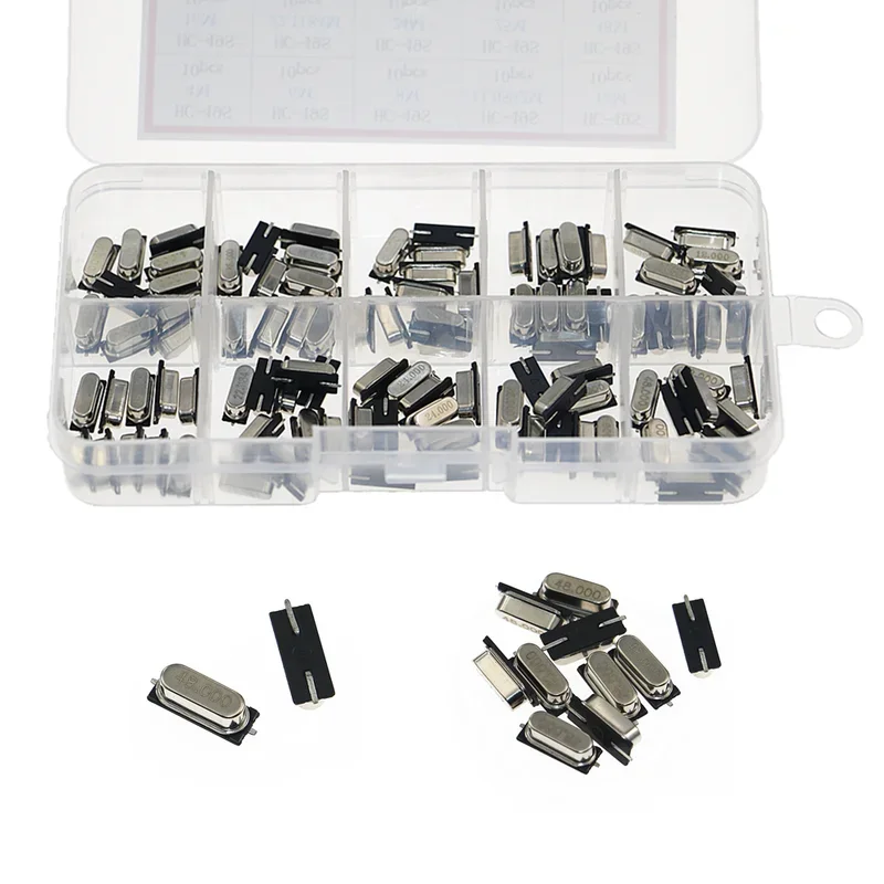 Kit de oscilador SMD con resonador de cuarzo HC-49S de 10 valores, 4MHz, 6MHz, 8MHz, 12MHz, 16MHz, 24MHz, 25MHz, 48MHz, 2 pines, conjunto electrónico - imagen 3
