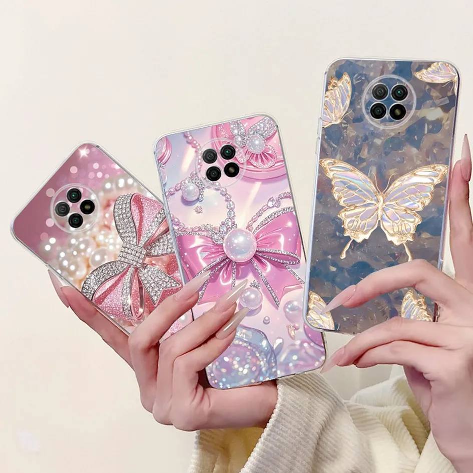 Funda para Xiaomi Redmi Note 9T, Funda de teléfono de silicona suave con dibujos de corazón y mariposa de 6,53 pulgadas para Xiaomi Redmi Note 9 5G - imagen 3