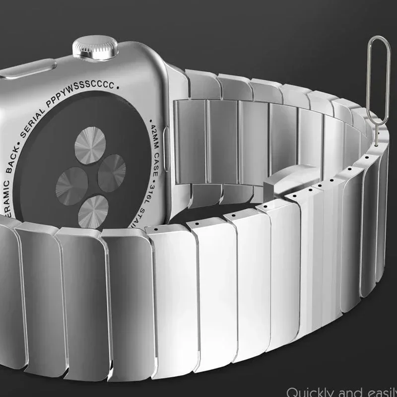 Correa de acero inoxidable para Apple Watch, banda de 44mm, 41mm, IWatch Ultra 49mm, 6 SE, 5, 4, 44mm, 40mm, 3, 42mm, accesorios de pulsera de eslabones - imagen 5