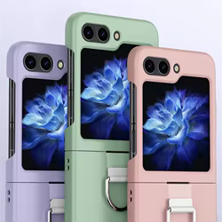 Funda de teléfono con cordón de seda y soporte de anillo plegable de moda de lujo para Samsung Galaxy Z Flip 5 4 3 Flip5 cubierta acrílica dura a prueba de golpes