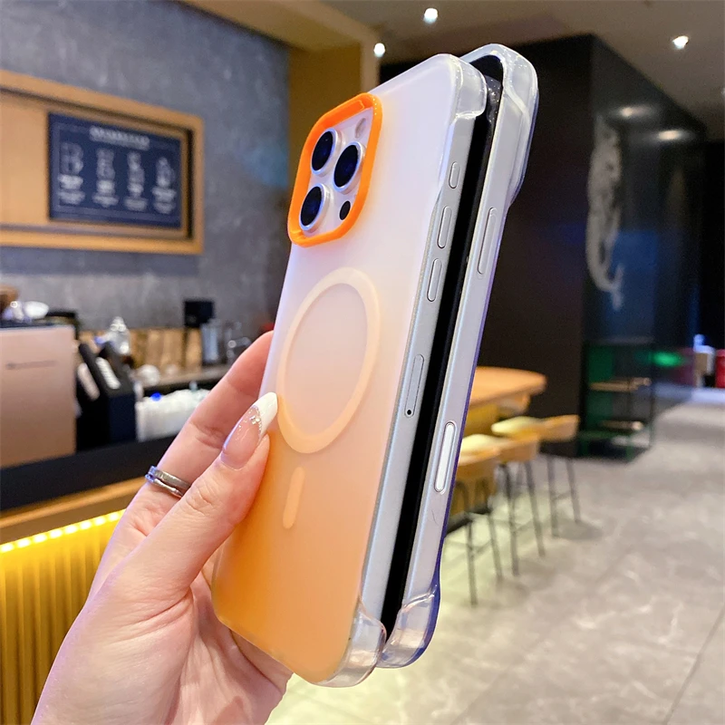 Funda magnética mate sin bordes con gradiente colorido para iPhone 16 E 15 14 Plus 13 12 11 Pro Max, funda de lujo a prueba de golpes - imagen 5