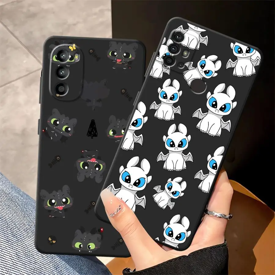 Funda de dragón bonito de dibujos animados para Motorola Mot G52 G51 G73 G53 G30 G50 Edge 20 Pro 30 Lite G71 G32 G60s G60 G22 Edge40 negro suave