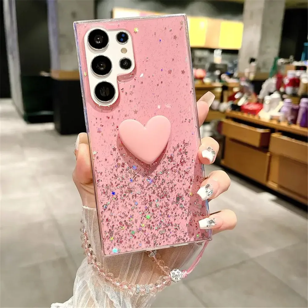 Redmi Note 12 Pro pulsera de cristal 3D amor corazón brillo funda para Xiaomi Redmi Note 12 11 10 9 8 Pro 11S 10S 9S funda de silicona - imagen 5