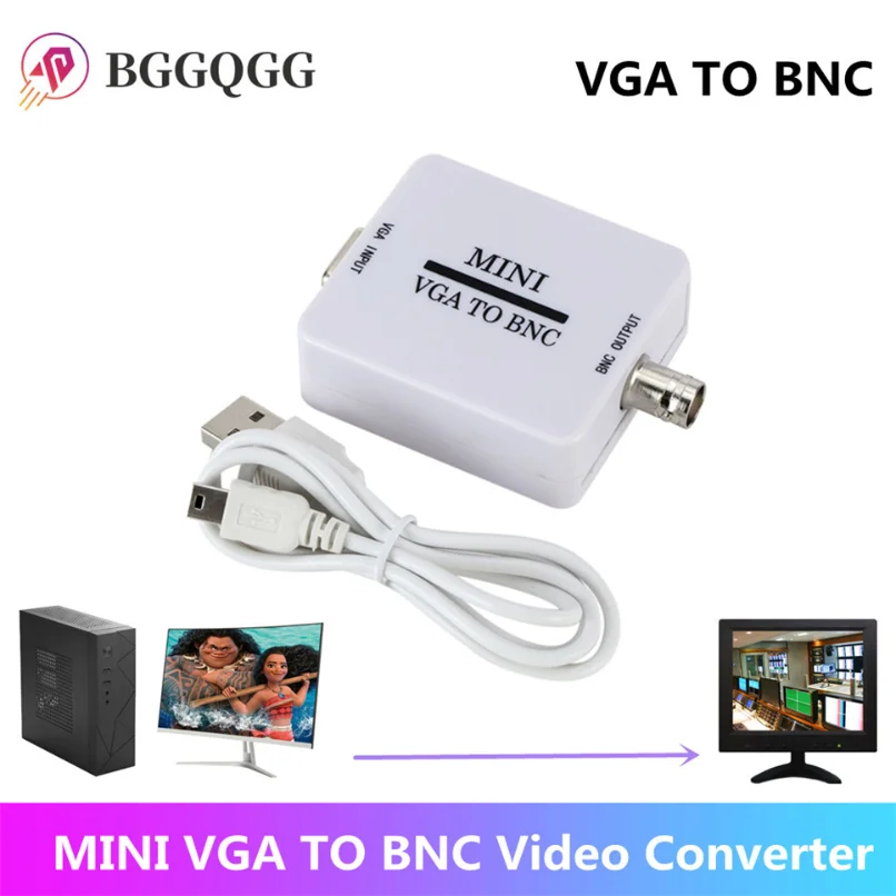 Mini convertidor de vídeo HD VGA a BNC, convertidor de caja compuesta VGA a BNC, Adaptador convertidor, caja de conmutador Digital para Monitor de HDTV