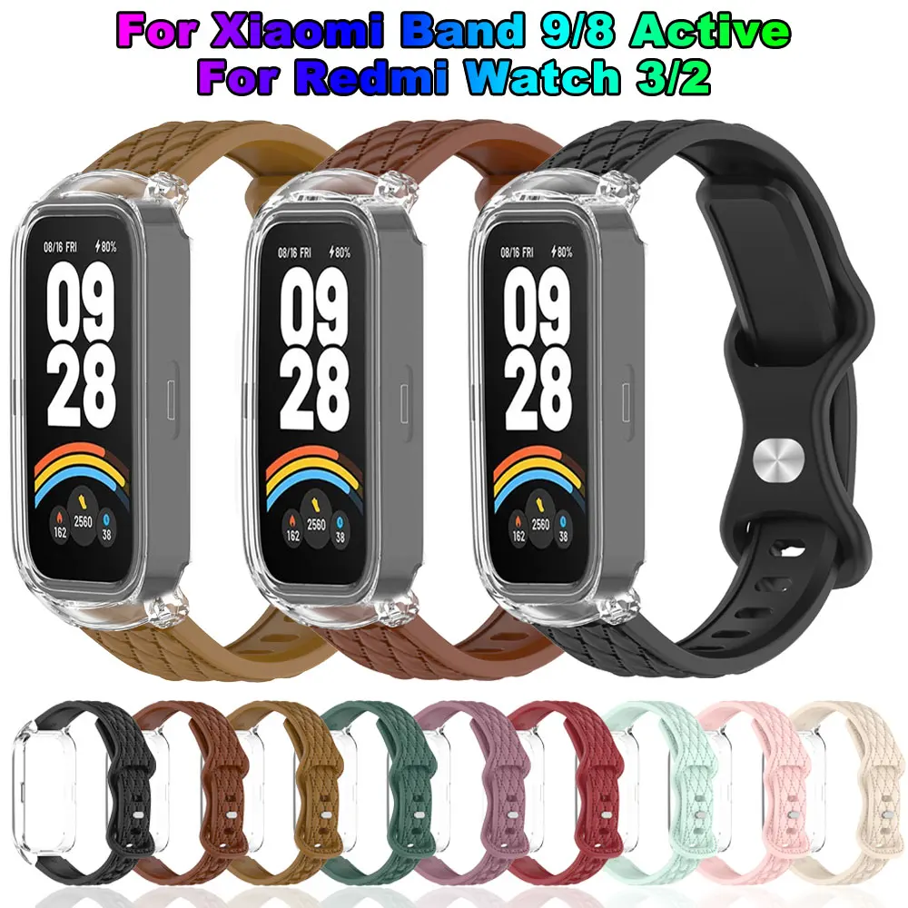 Correa de reloj de silicona suave para Xiaomi Mi band 8 Active 9 8active Redmi Smart Band 2 3 pulsera de TPU correa de repuesto