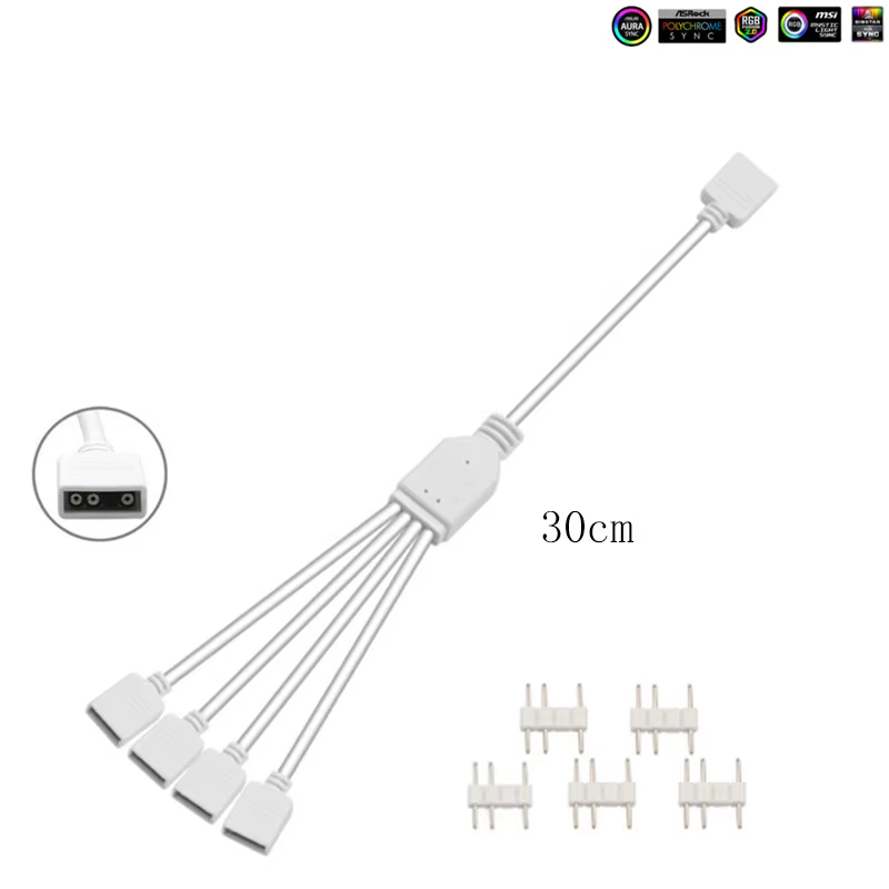 Cable ARGB 5V 3 pines para ventilador de placa base - AuraRGB fiable - imagen 2