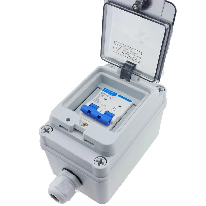 Caja de distribución eléctrica impermeable para exteriores IP65, disyuntor Solar AC DC MCB 63A RCBO, caja de cables de conexiones de plástico ABS - imagen 2