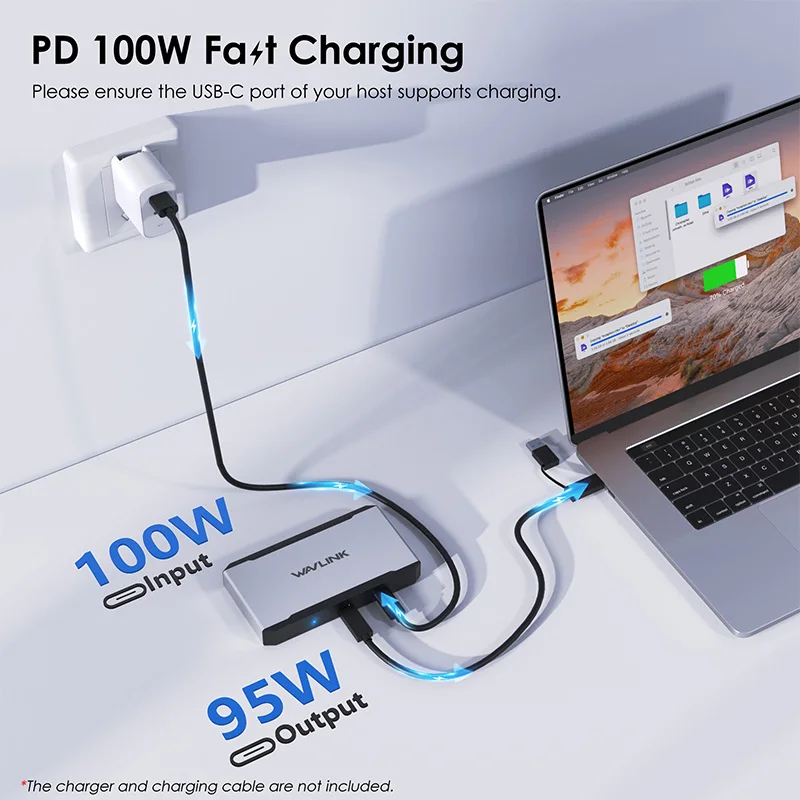 WAVLINK Universal Triple 4K @ 60Hz Display Dock USB-C/USB-A a HDMI/A DisplayPort Adaptador con 100W PD Thunderbolt 5/4/3 Intel/M1/M2