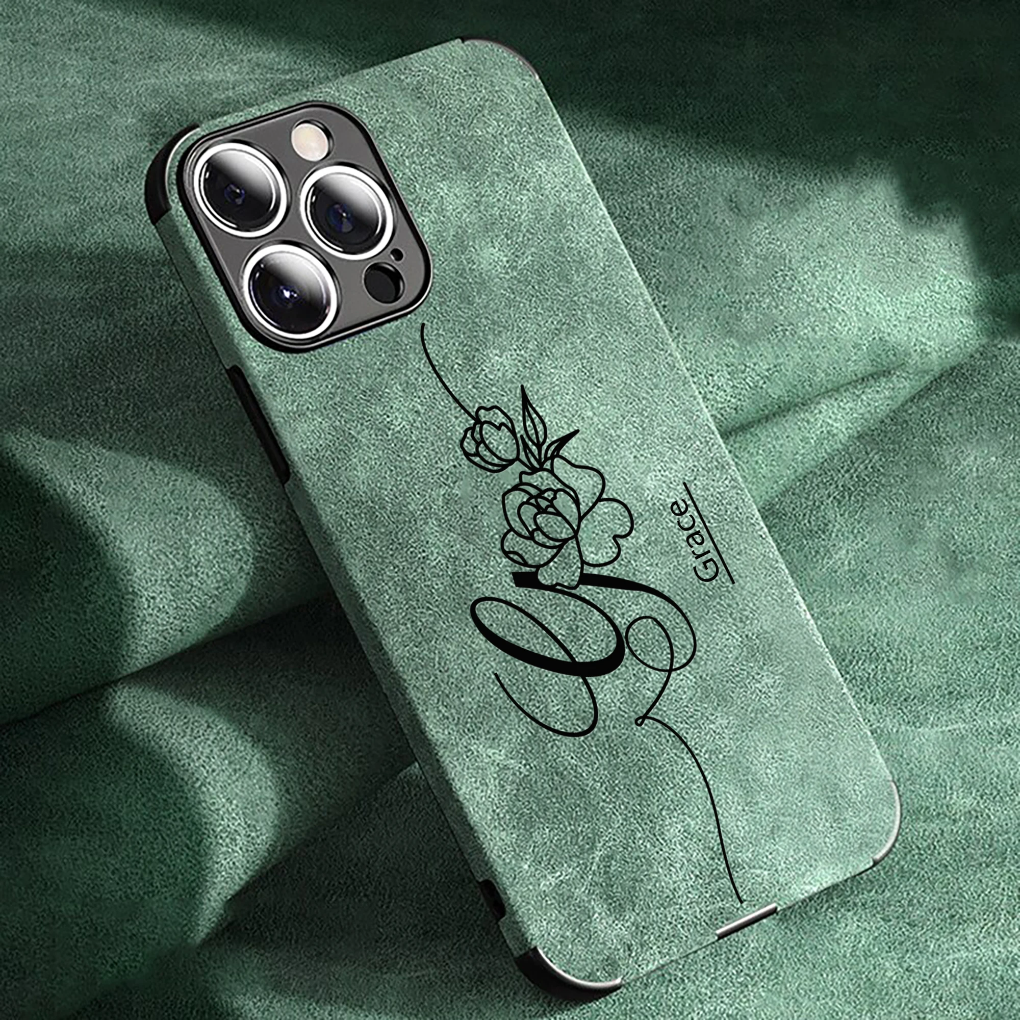 Nombre personalizado Patrón de rosa personalizado Funda de teléfono de cubierta completa para iphone17 16 15 14 13 12 11ProMax Plus, Funda suave de cuero de piel de espuma - imagen 3