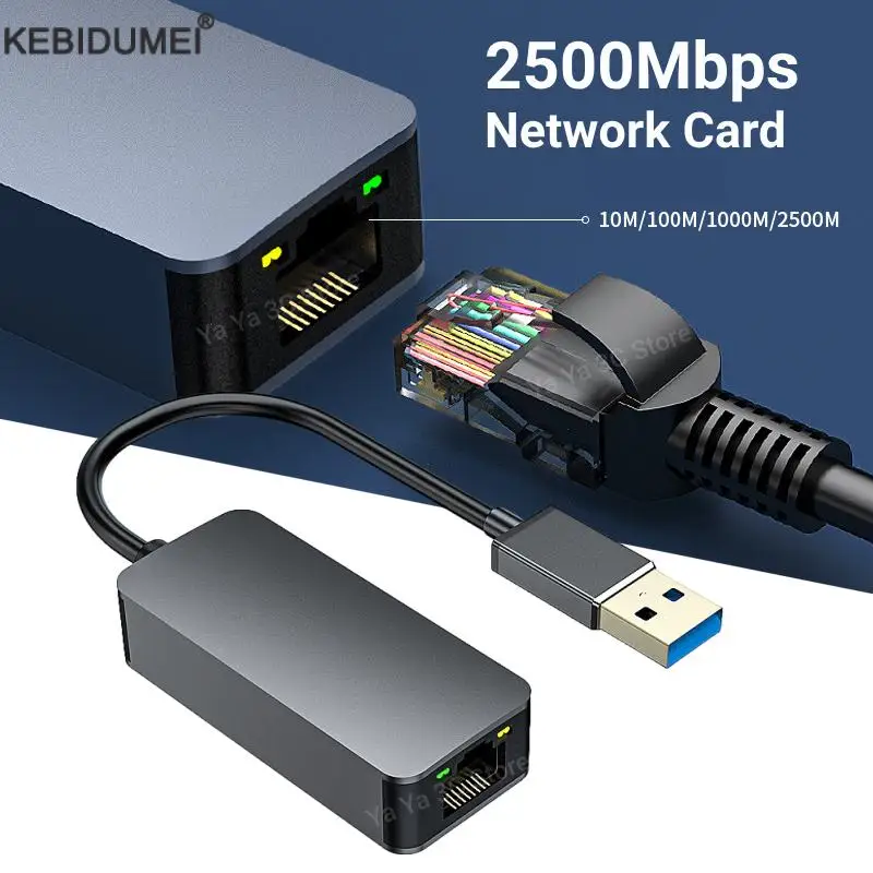 Adaptador Ethernet tipo C a RJ45, tarjeta de red USB 3,0 RJ45 de 2500Mbps, Cable de Internet Lan de 100/1000/2500Mbps para MacBook, portátil y PC